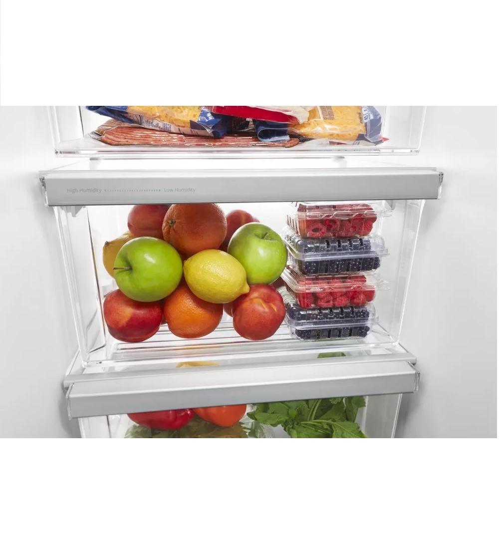36 Inch Freestanding Side by Side Refrigerator with 24.55 Cu. Ft. Total Capacity, Can Caddy, Frameless Glass Shelves, External Ice/Water Dispenser, EveryDrop™ Water Filtration, and ADA Compliant: Fingerprint Resistant Stainless Steel